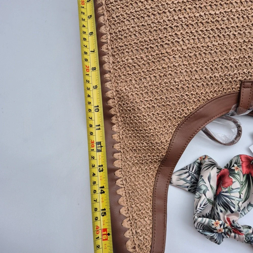 Steve Madden Bfreya Woven Hobo Shoulder Tote Bag Brown Sand Tan Magnetic Closure